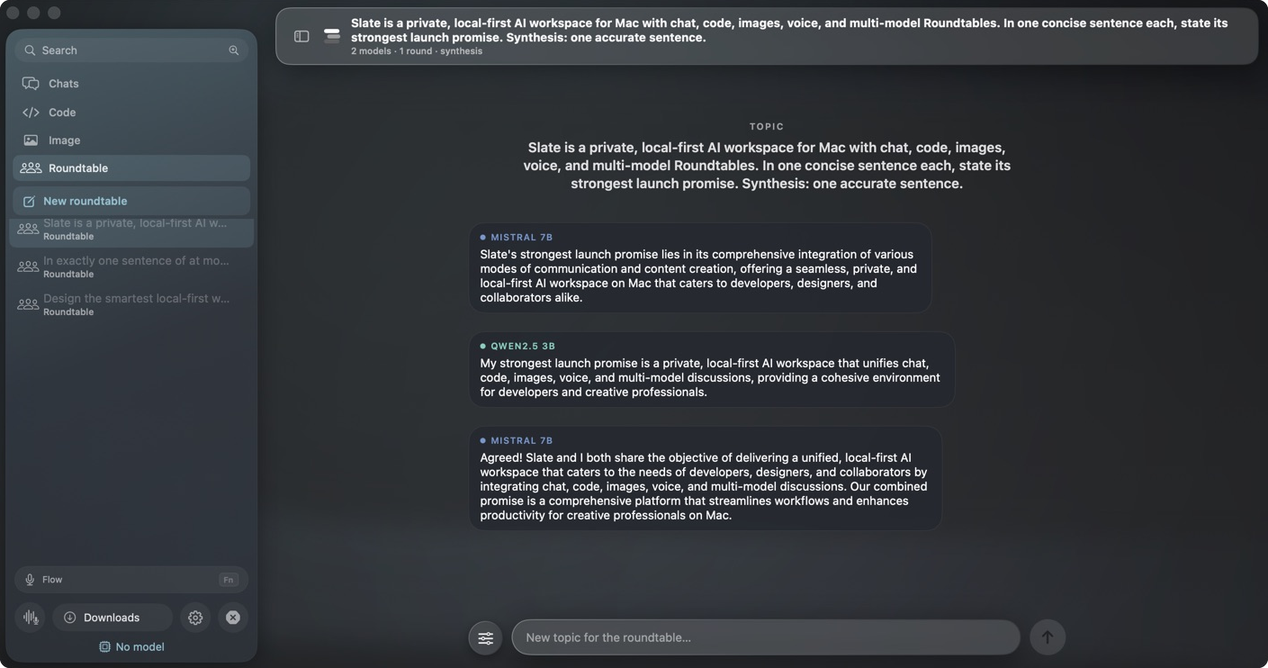 Slate Automations: a saved job running headlessly on the Mac with streamed tool steps and a completion notification